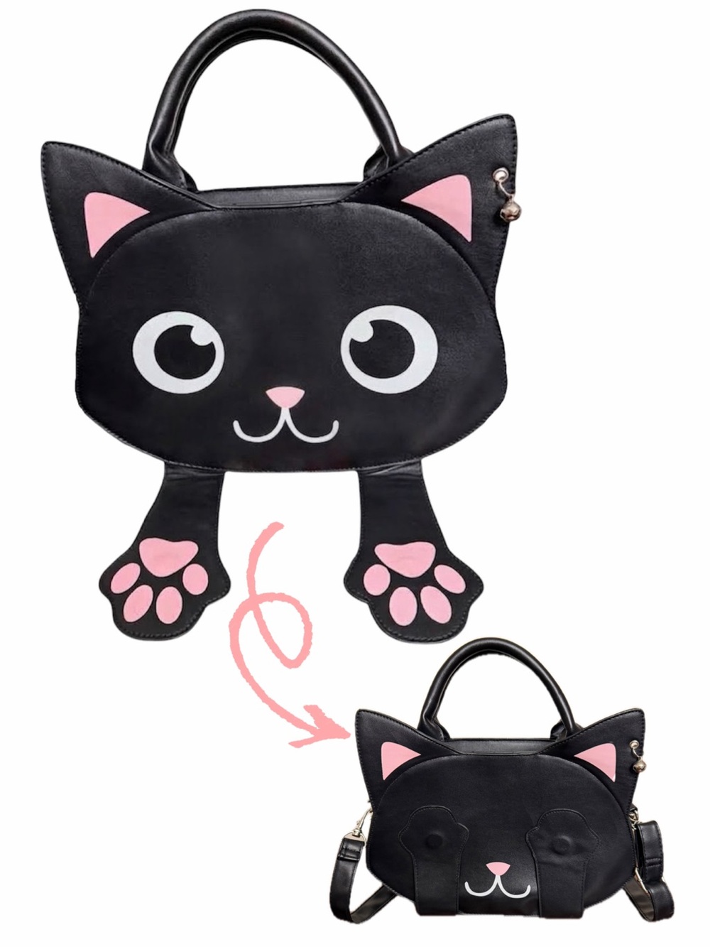 Banned Alternative Black Cat Bag of Tricks magnetic paws Crossbody Handbag